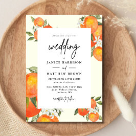 Boho Abstract Sketchy Orange Garden Wedding Einladung