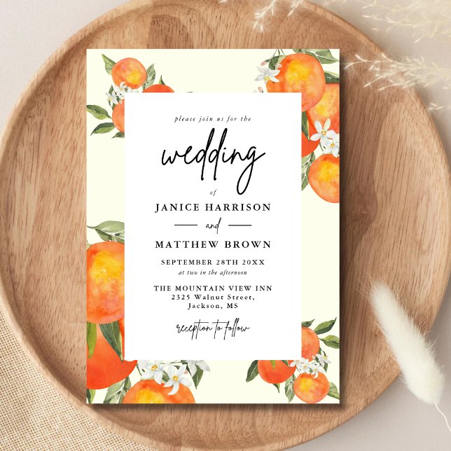 Boho Abstract Sketchy Orange Garden Wedding Einladung (Von Creator hochgeladen)