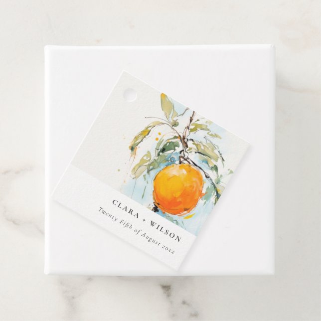 Boho Abstract Sketchy Orange Garden Wedding Geschenkanhänger (Beispiel)