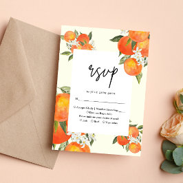Boho Abstract Sketchy Orange Garden Wedding RSVP Karte