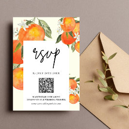 Boho Abstract Sketchy Orange Garden Wedding RSVP Karte
