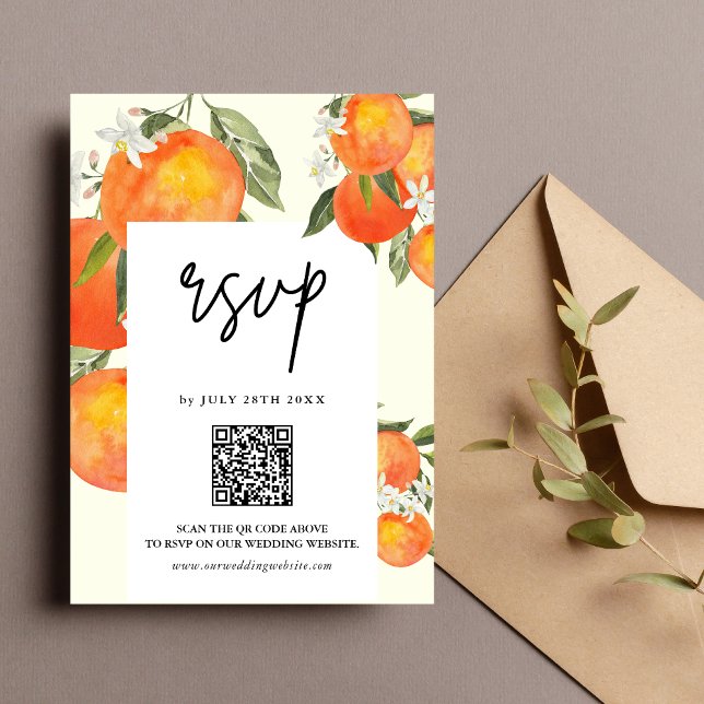 Boho Abstract Sketchy Orange Garden Wedding RSVP Karte (Von Creator hochgeladen)
