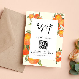Boho Abstract Sketchy Orange Garden Wedding RSVP Karte