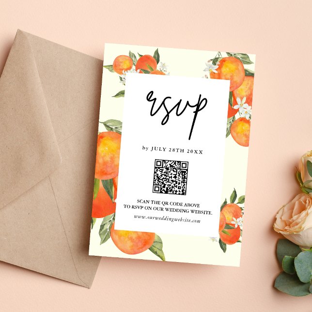 Boho Abstract Sketchy Orange Garden Wedding RSVP Karte (Von Creator hochgeladen)