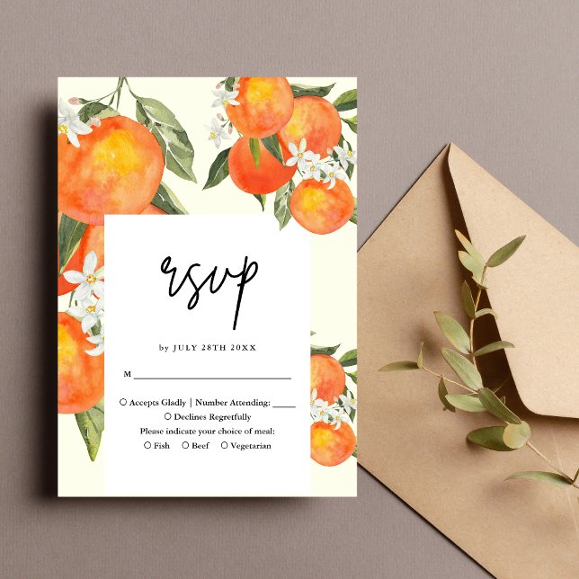 Boho Abstract Sketchy Orange Garden Wedding RSVP Karte (Von Creator hochgeladen)