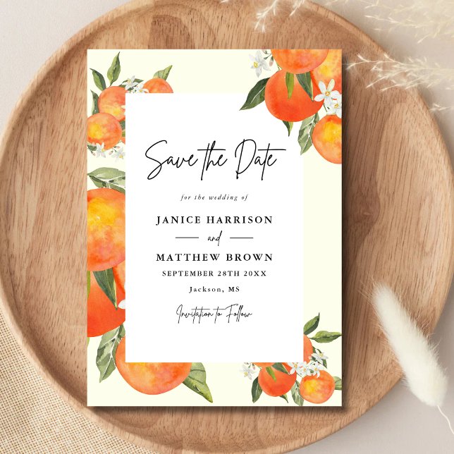 Boho Abstract Sketchy Orange Garden Wedding Save The Date (Von Creator hochgeladen)