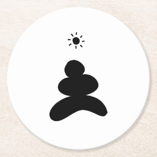 Boho abstract Stone and Sun Runder Pappuntersetzer