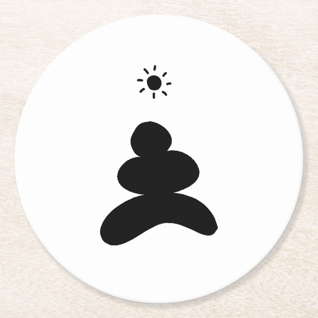 Boho abstract Stone and Sun Runder Pappuntersetzer (Vorderseite)