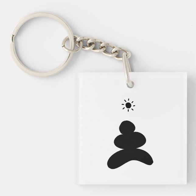 Boho abstract Stone and Sun Schlüsselanhänger (Vorderseite)