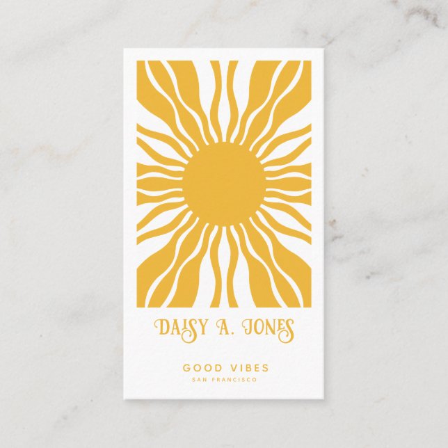 Boho Abstract Sun Rays | Retro Visitenkarte (Vorderseite)