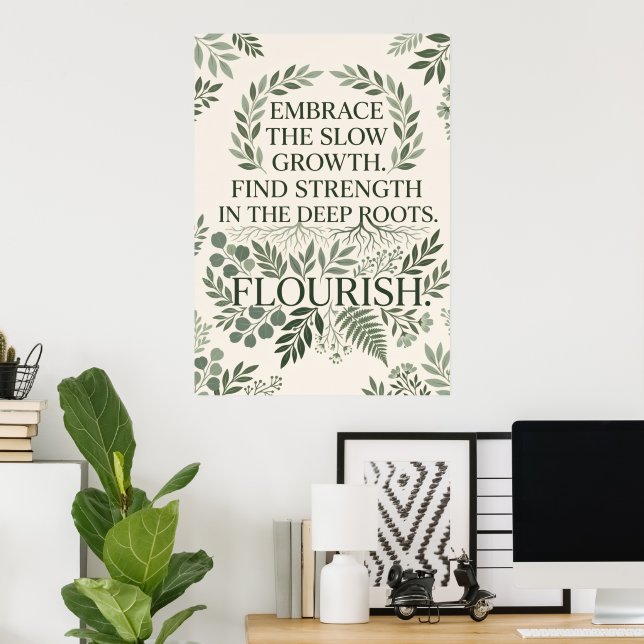 Boho-Abstract Terracotta-Sage-Mond-Linienkunstpost Poster (Heimbüro)
