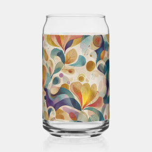 Boho-Abstract-Wasserfarben-Blumen-Swirbel-Gold-Tür Dosenglas