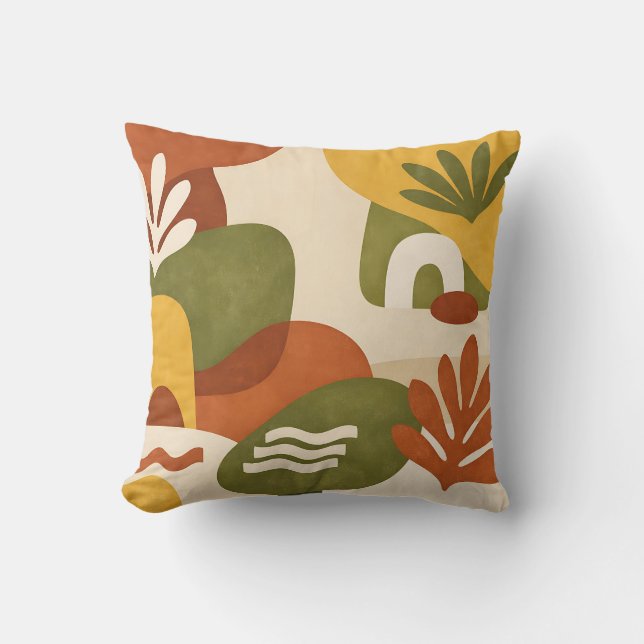 Boho-Abstracte Botanische Kunst Kissen (Vorderseite)