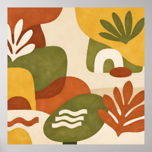 Boho-Abstracte Botanische Kunst Poster