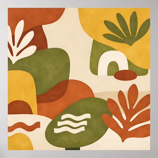 Boho-Abstracte Botanische Kunst Poster (Vorne)