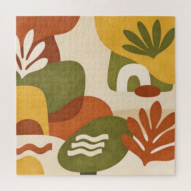 Boho-Abstracte Botanische Kunst Puzzle (Vertikal)