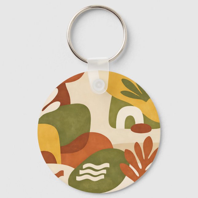 Boho-Abstracte Botanische Kunst Schlüsselanhänger (Vorderseite)