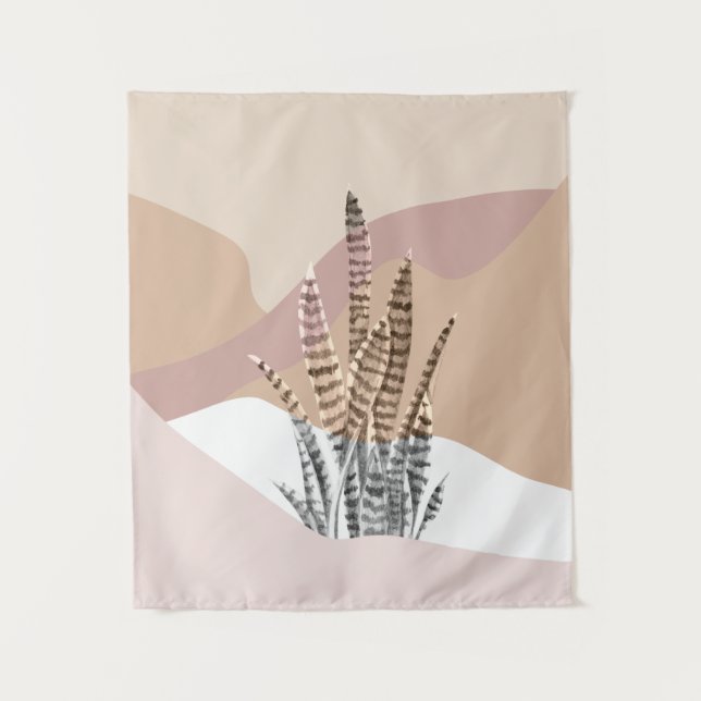 Boho-Abstracte Moderne Sukkulente Wandteppich (Vorderseite)