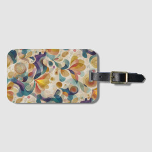 Boho Abstracte Wasserfarbe Blumenschwung Gold Türk Gepäckanhänger