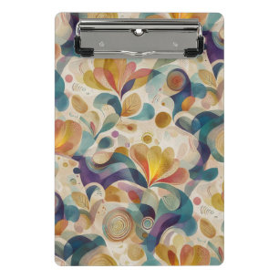 Boho Abstracte Wasserfarbe Floral Wirbel Gold Türk Mini Klemmbrett