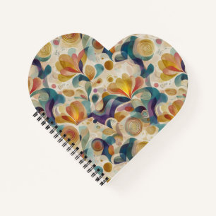 Boho-Abstractes Wasserfarben-Blumen-Swirbel Gold T Notizbuch