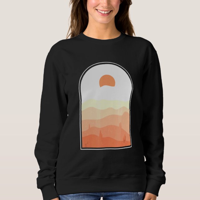 Boho Abstrakt Art Wüste Sonnenuntergang Landschaft Sweatshirt (Vorderseite)