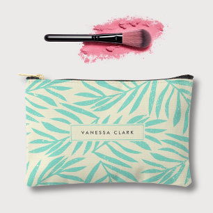 Boho Abstrakt Blue Grunge Palm Blätter Zubehörtasche