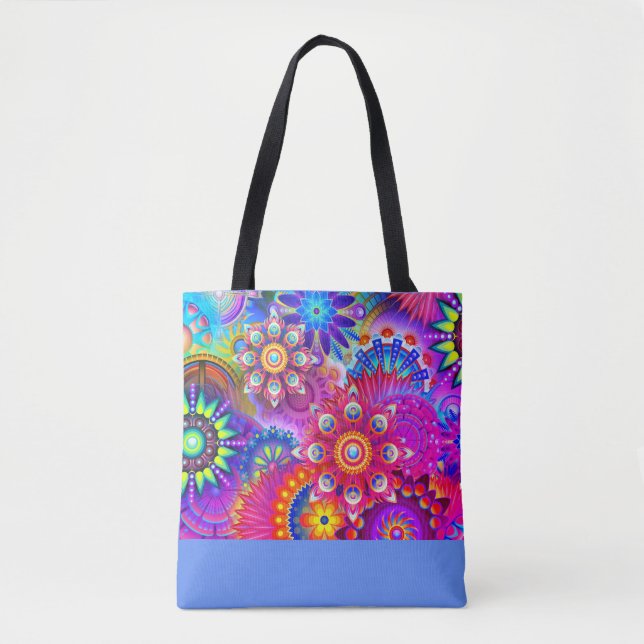 Boho Abstrakt Blume Design Tasche (Vorderseite)