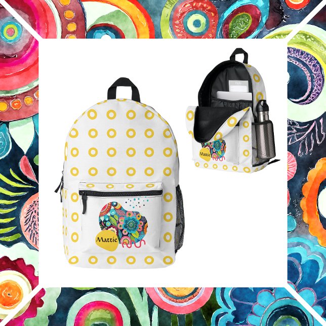 Boho abstrakt Blumendesign Bedruckter Rucksack (Von Creator hochgeladen)