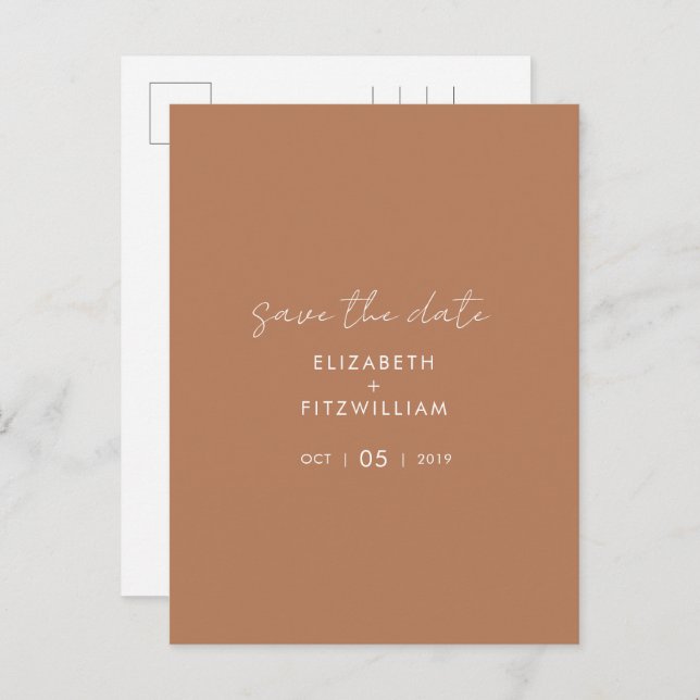 Boho Abstrakt | Caramel Mocha Save the Date Postkarte (Vorne/Hinten)