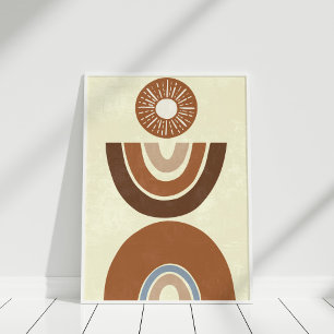 Boho Abstrakt Earth Tone Folk und Rainbow Poster