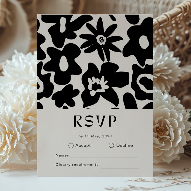 Boho Abstrakt Floral Wedding RSVP Karte (Von Creator hochgeladen)