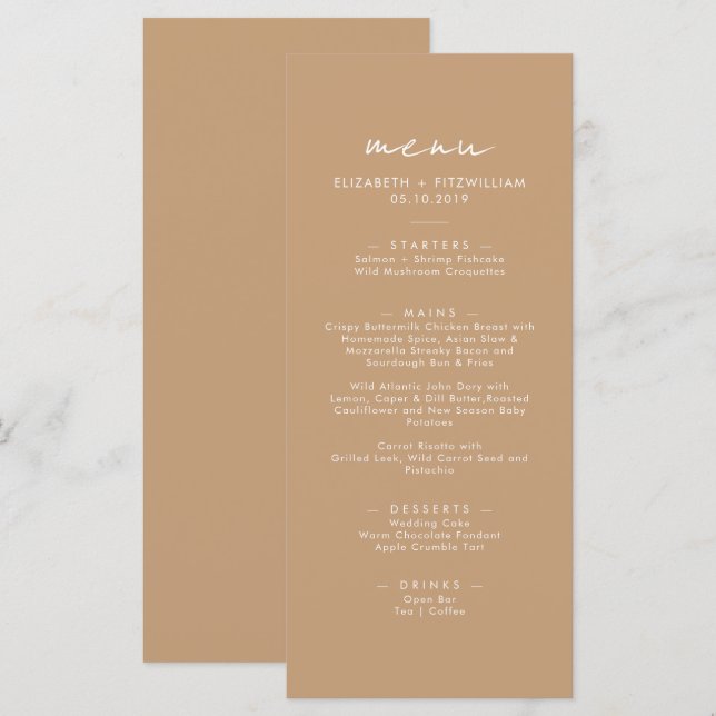 Boho Abstrakt | Gentle Fawn Wedding Dinner Menükarte (Vorne/Hinten)
