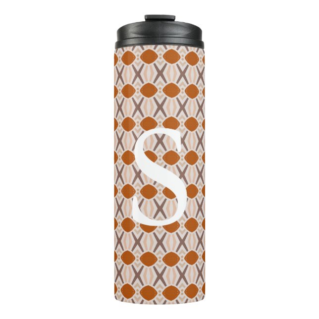 Boho Abstrakt Geometric Desert Terracotta Monogram Thermosbecher (Vorderseite)