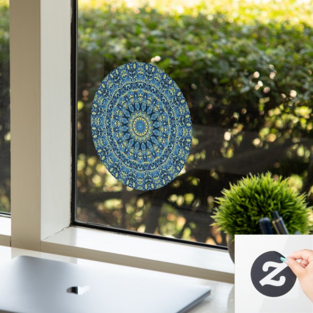 Boho Abstrakt Groovy Van Gogh Starry Night Mandala Fensteraufkleber (Büro)