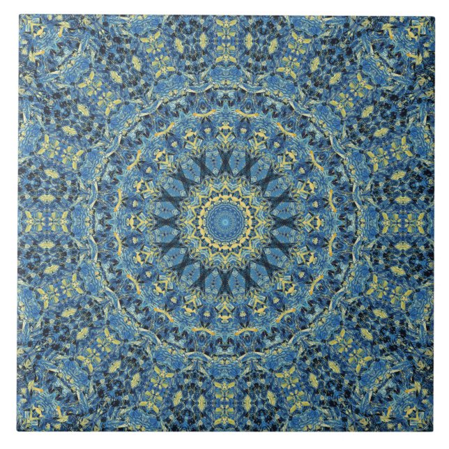 Boho Abstrakt Groovy Van Gogh Starry Night Mandala Fliese (Vorderseite)