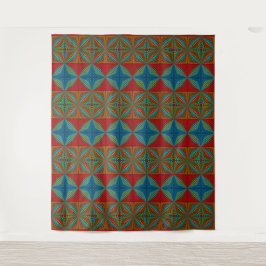 Boho Abstrakt Hippie Cool Red Blue Ethnic Trippy Wandteppich