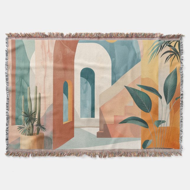 Boho Abstrakt Landschaft (10) Decke (Vorderseite)
