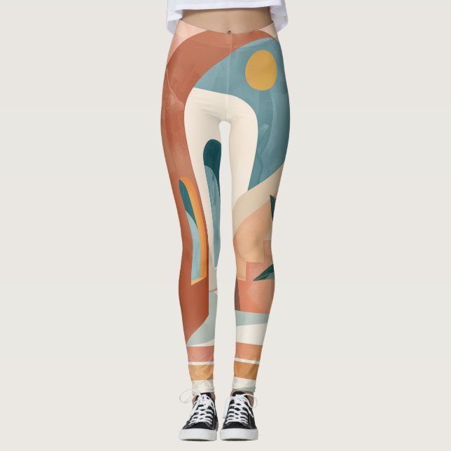 Boho Abstrakt Landschaft (10) Leggings (Vorderseite)