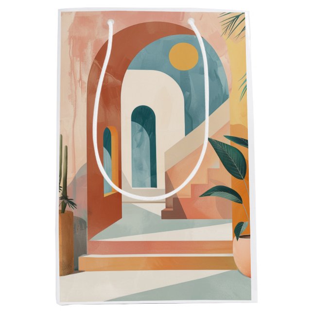 Boho Abstrakt Landschaft (10) Mittlere Geschenktüte (Vorderseite)