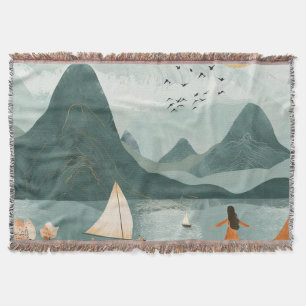 Boho Abstrakt Landschaft (11) Decke