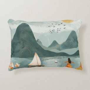Boho Abstrakt Landschaft (11) Dekokissen