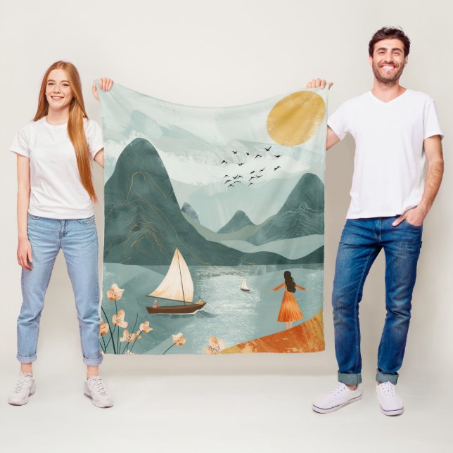 Boho Abstrakt Landschaft (11) Fleecedecke (Beispiel)
