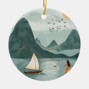 Boho Abstrakt Landschaft (11) Keramik Ornament