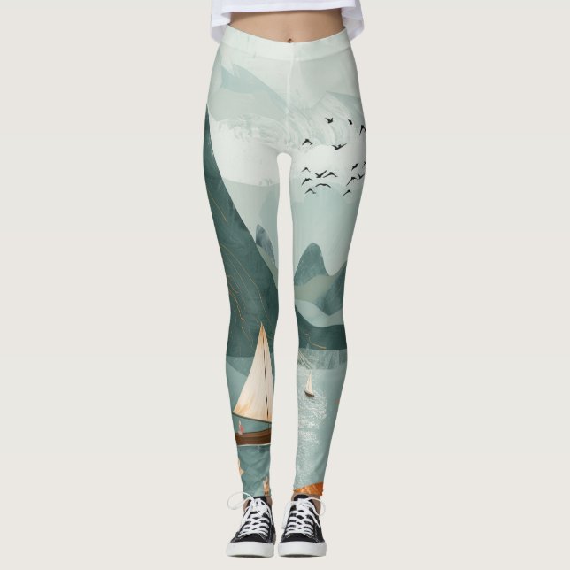 Boho Abstrakt Landschaft (11) Leggings (Vorderseite)