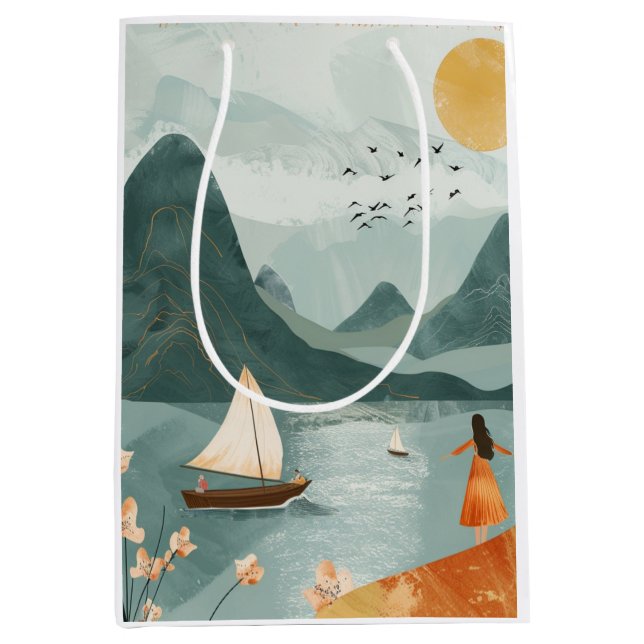 Boho Abstrakt Landschaft (11) Mittlere Geschenktüte (Vorderseite)
