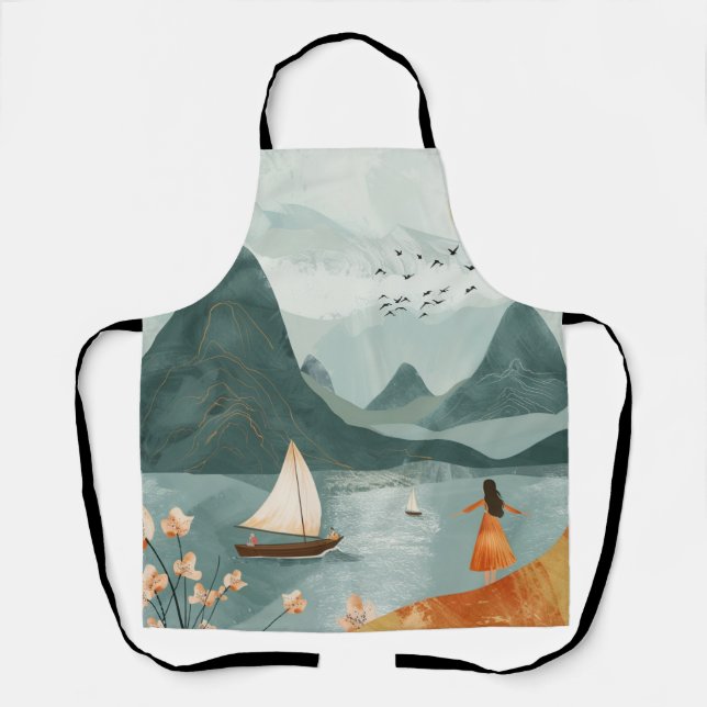 Boho Abstrakt Landschaft (11) Schürze (Vorderseite)