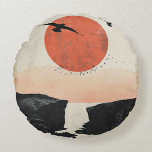 Boho Abstrakt Landschaft (12) Rundes Kissen