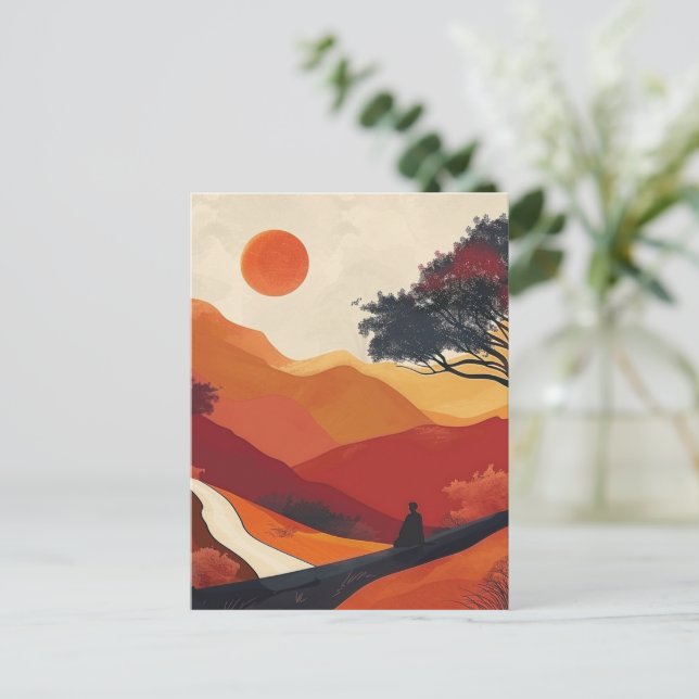Boho Abstrakt Landschaft (19) Postkarte (Stehend Vorderseite)