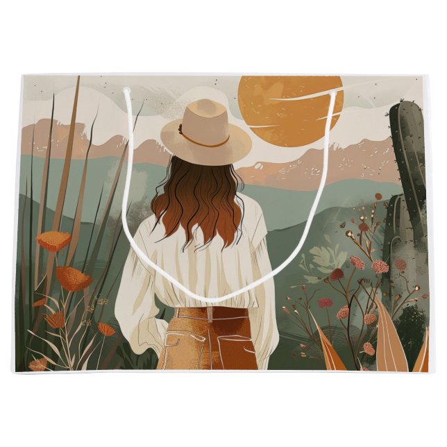 Boho Abstrakt Landschaft (20) Große Geschenktüte (Vorderseite)